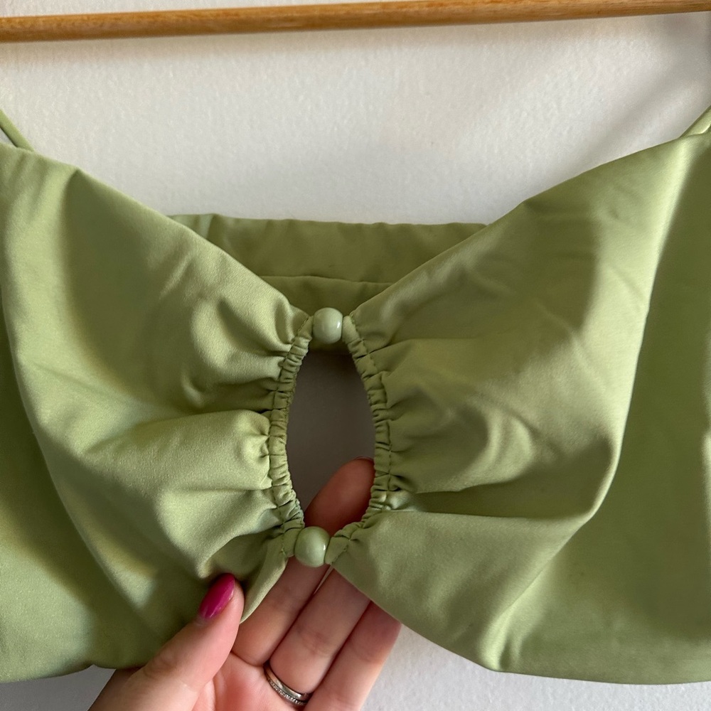 Tularosa Green Moss Luella Bead Accent Bikini Top size XL EUC - Picture 7 of 9